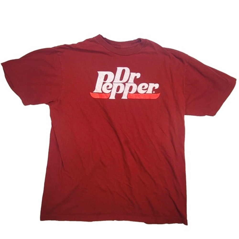 Dr Pepper T-Shirt Men's XL Red 100% Cotton Logo Crew Neck Short Sleeve Pullover